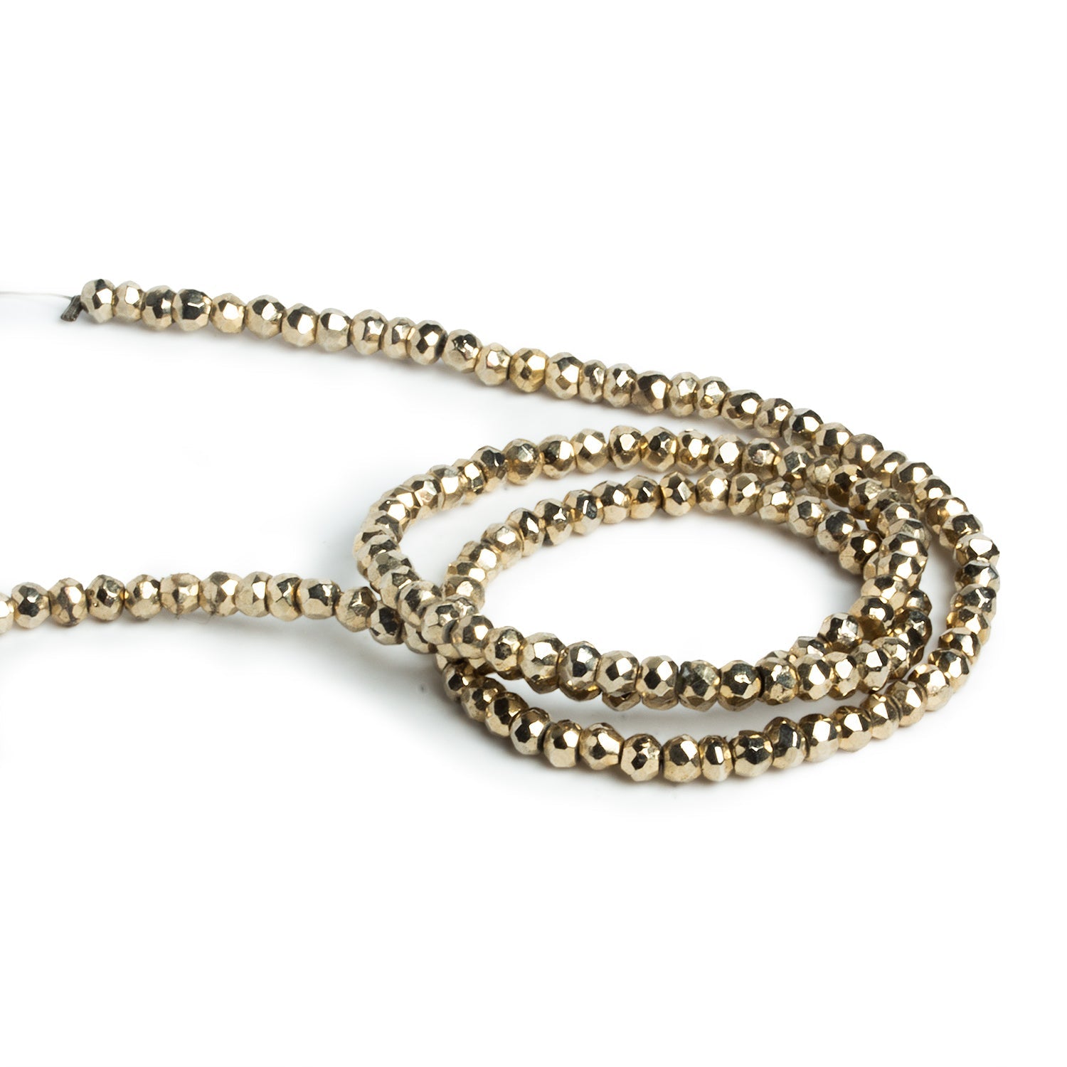 3.5mm Pyrite Faceted Rondelles 16 inch 140 beads - The Bead Traders