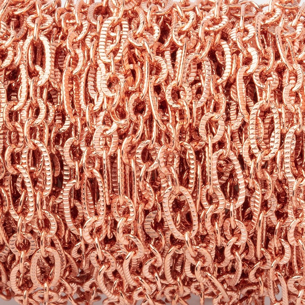3.5mm Rose Gold Multiple Corrugated Oval Link Chain 3 Feet - The Bead Traders