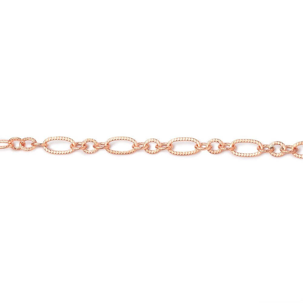 3.5mm Rose Gold Multiple Corrugated Oval Link Chain 3 Feet - The Bead Traders