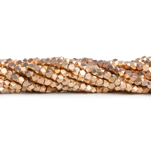 3.5mm Rose Gold plated Copper shiny faceted nugget beads 8 inch 60 pieces
