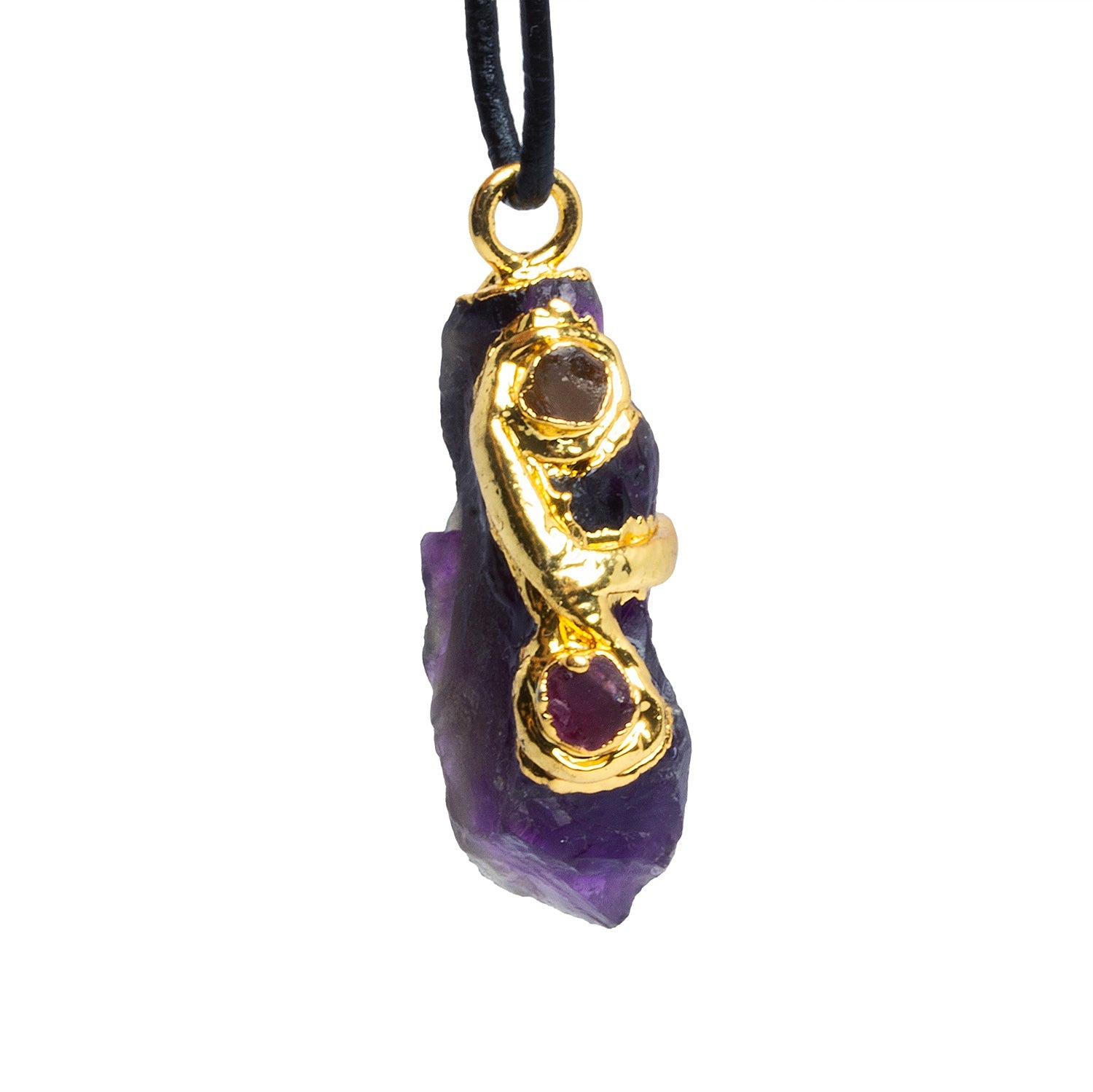 35x14mm Double Leafed Amethyst with Ruby Pendant 1 Bead - The Bead Traders