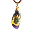 35x16mm Double Leafed Amethyst with Peridot Pendant 1 Bead - The Bead Traders