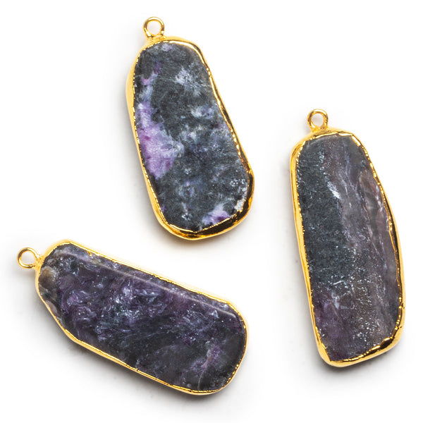 35x16mm Gold Leafed Charoite Slice Pendant 1 Bead