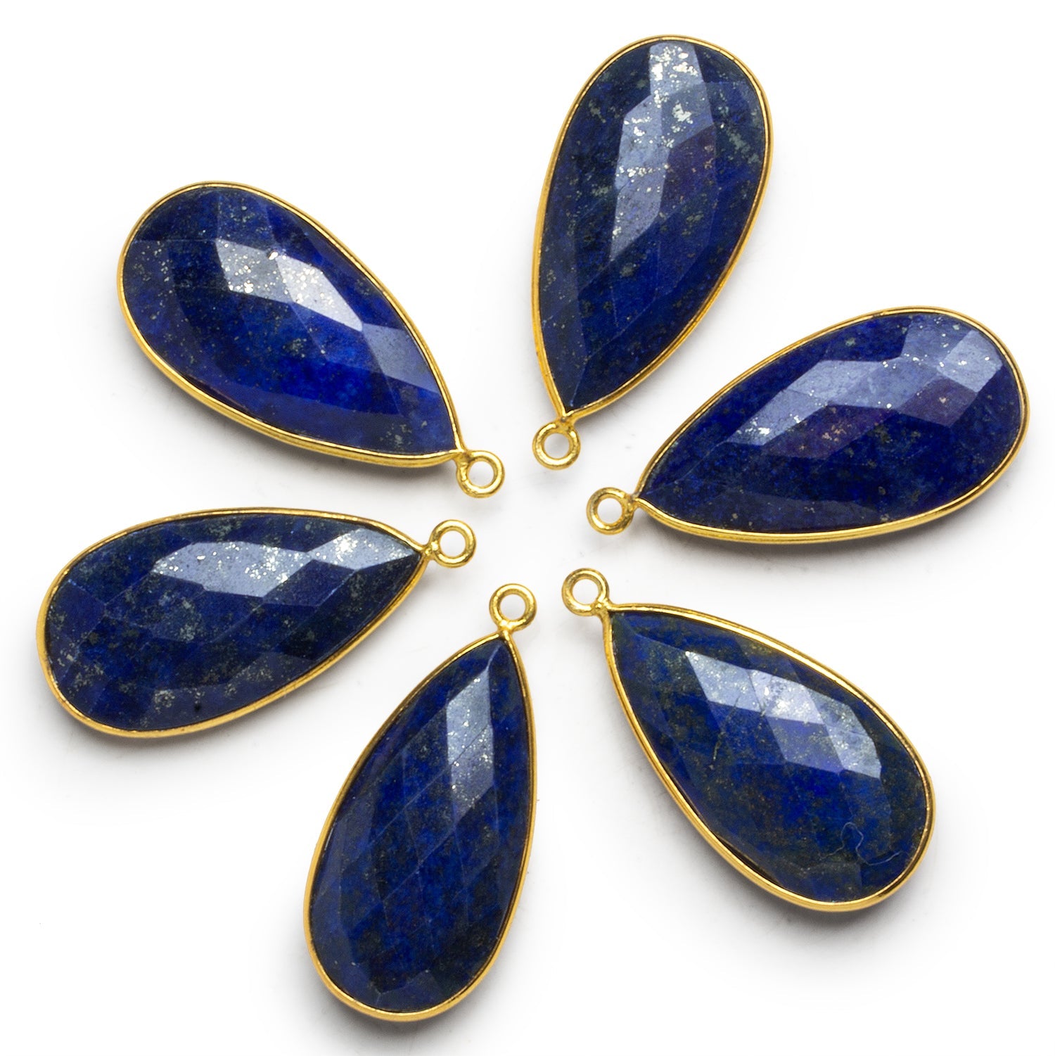 35x17mm Vermeil Bezeled Lapis Lazuli Pear Pendant 1 Bead - The Bead Traders