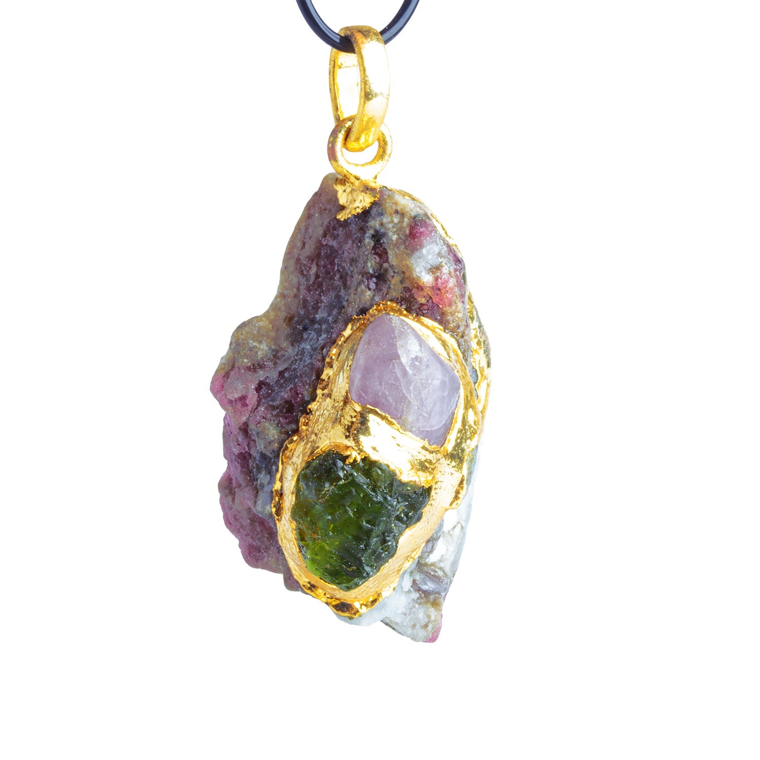 35x18mm Double Leafed Tourmaline with Peridot & Tourmaline Pendant 1 Bead - The Bead Traders