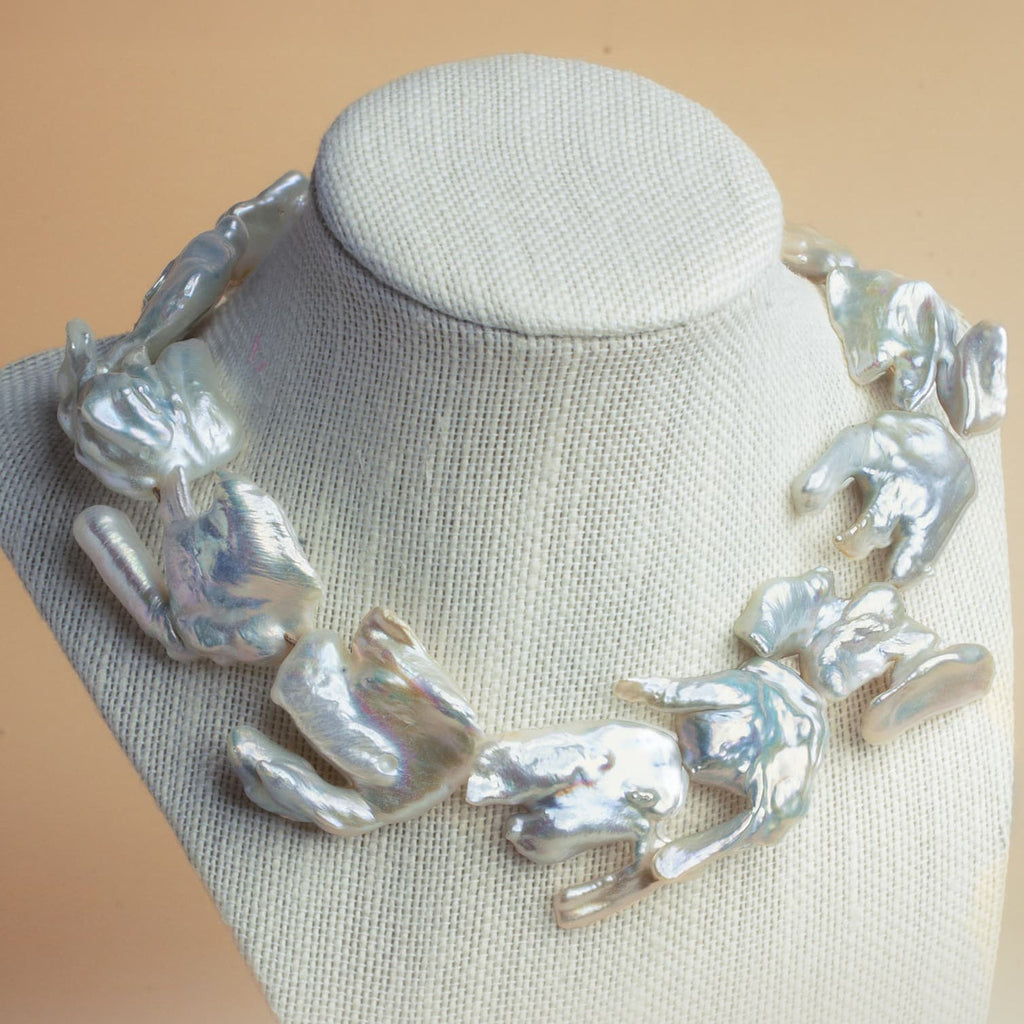 35x21mm Off White Souffle Pearls 16 inch 13 beads - The Bead Traders