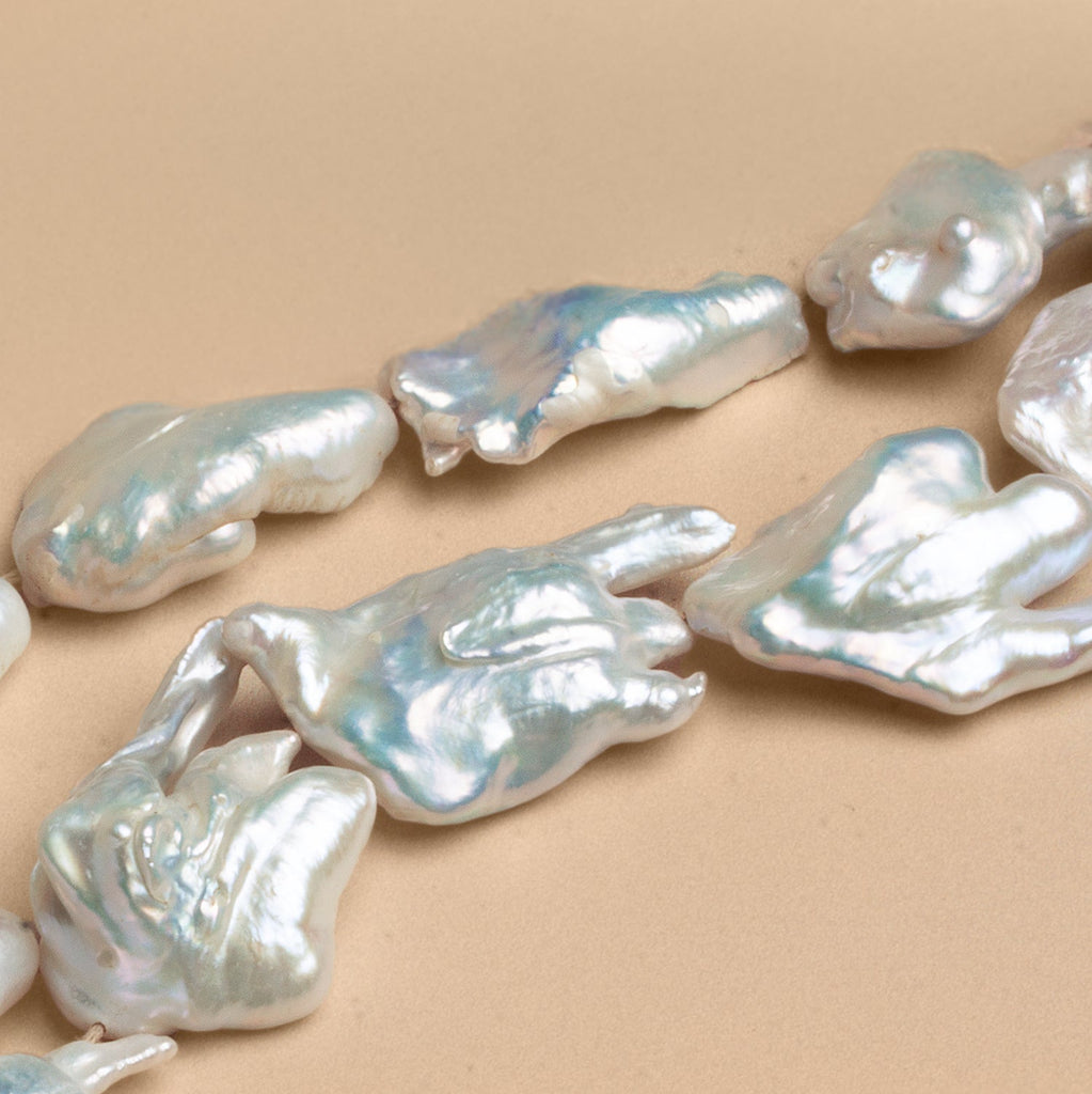 35x21mm Off White Souffle Pearls 16 inch 13 beads - The Bead Traders