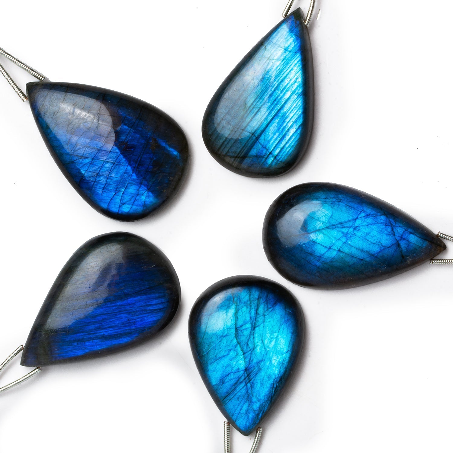 35x26mm Neon Blue Labradorite Plain Pear Focal Pendant 1 Bead - The Bead Traders
