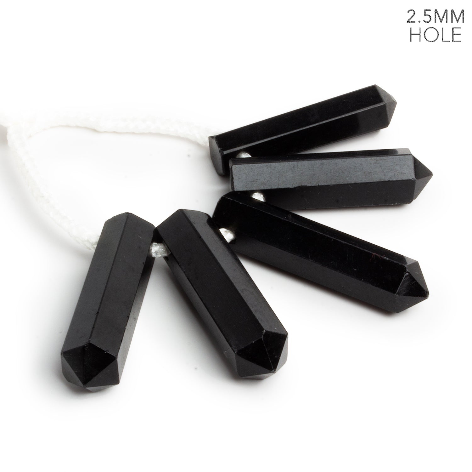 35x9mm Black Onyx 2.5mm Large Hole Faceted Point Focals 5 Beads - The Bead Traders