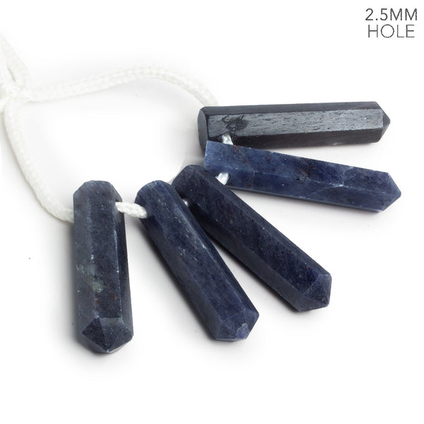 35x9mm Lepidolite 2.5mm Large Hole Faceted Point Focals 5 Beads