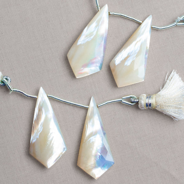 36x17mm Mother of Pearl Shield Focals Set of 2 Beads