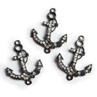 36x28mm Gunmetal - Tone Rhinestone Anchor Connector 1 Bead - The Bead Traders