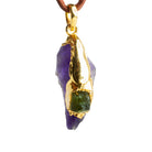 37x15mm Double Leafed Amethyst with Peridot Pendant 1 Bead - The Bead Traders