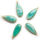 37x15mm Vermeil Bezeled Amazonite Pear Pendant 1 Bead - The Bead Traders