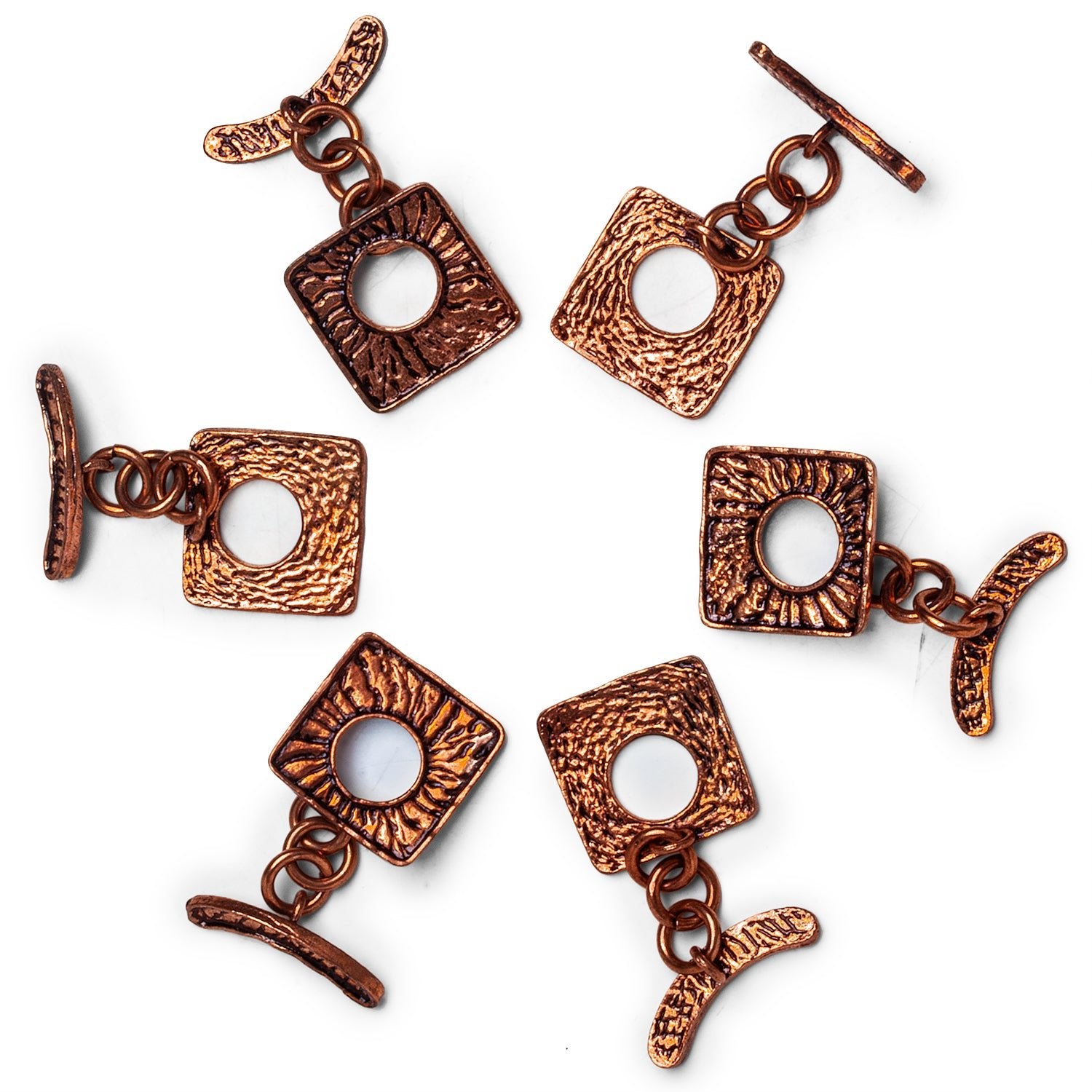 37x18mm Copper Square Sunburst Toggle 1 Bead - The Bead Traders