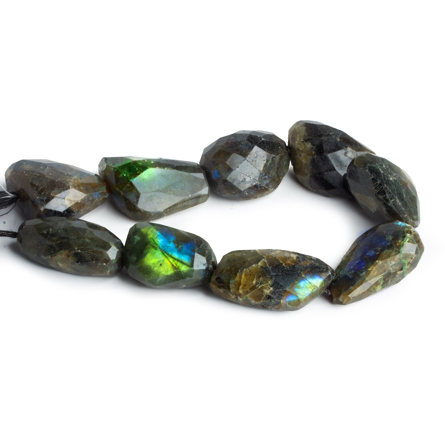 37x23mm Labradorite Faceted Nuggets 10 inch 9 beads - The Bead Traders