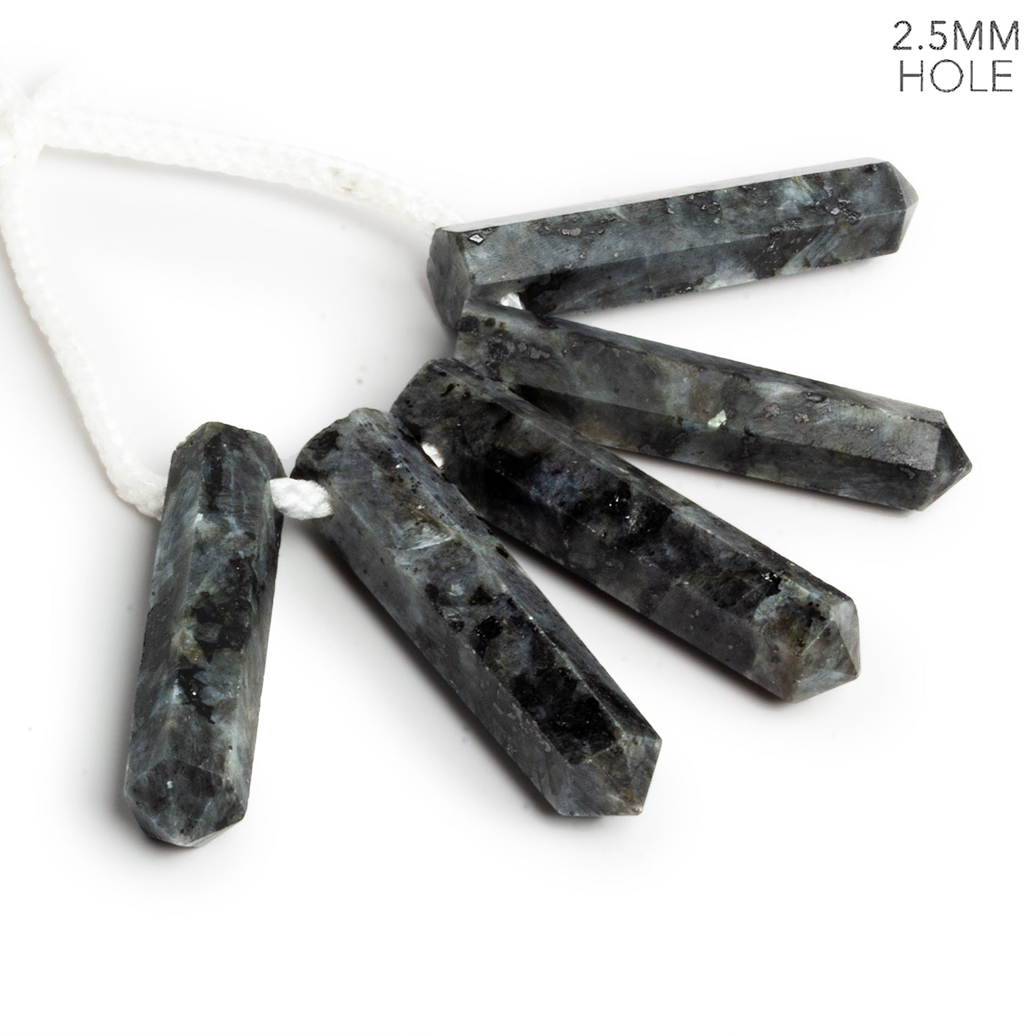 37x8mm Silver Leaf Jasper 2.5mm Large Hole Faceted Point Focals 5 Beads - The Bead Traders