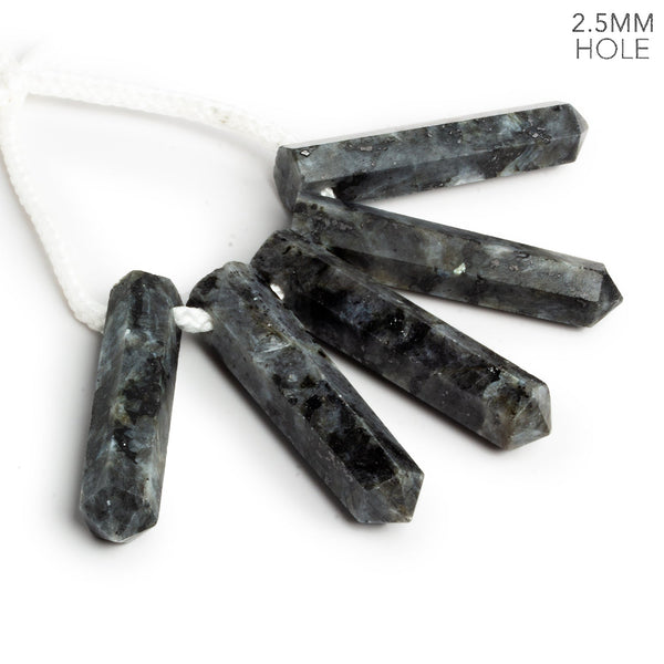 37x8mm Silver Leaf Jasper 2.5mm Large Hole Faceted Point Focals 5 Beads