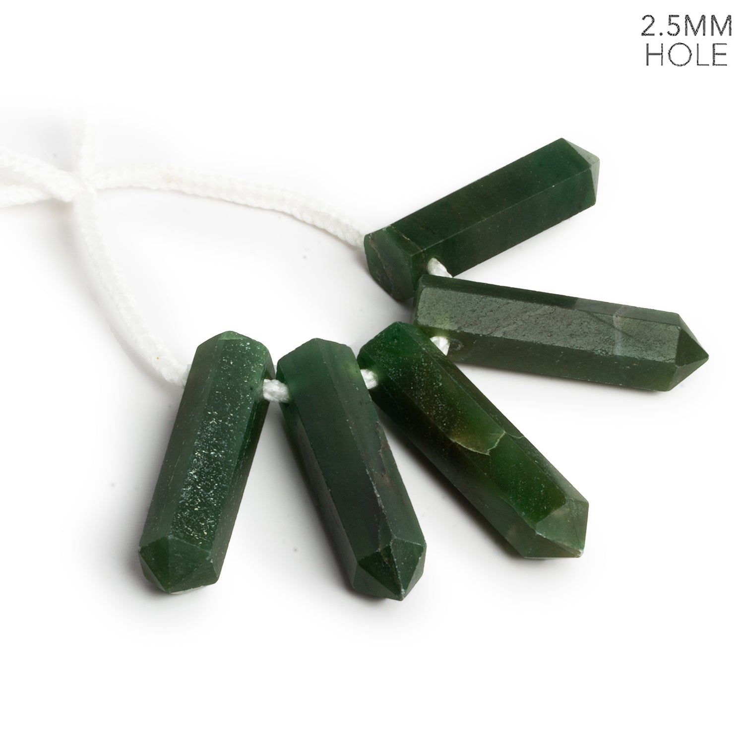 37x9mm Green Agate 2.5mm Large Hole Faceted Point Focals 5 Beads - The Bead Traders