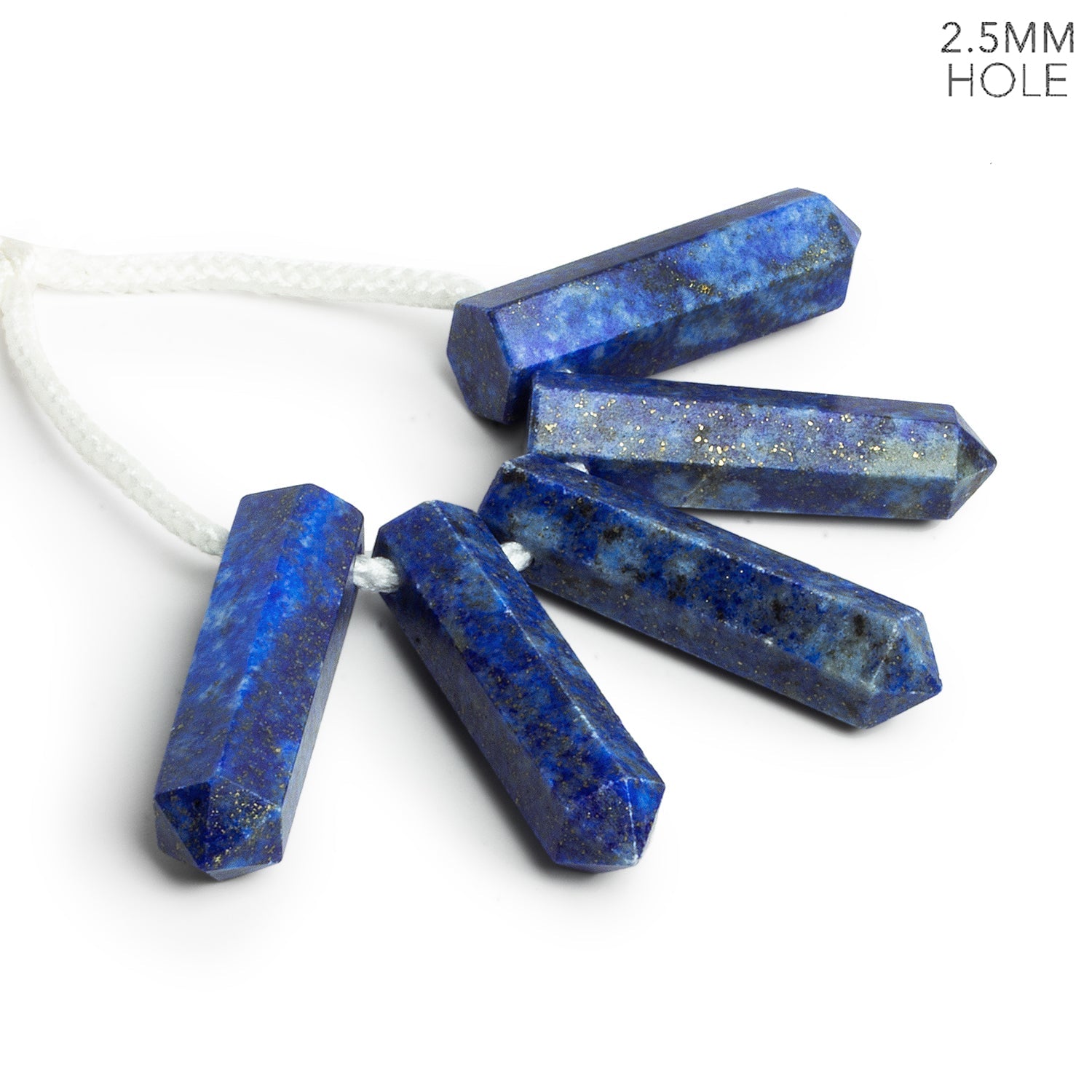 37x9mm Lapis Lazuli 2.5mm Large Hole Faceted Point Focals 5 Beads - The Bead Traders