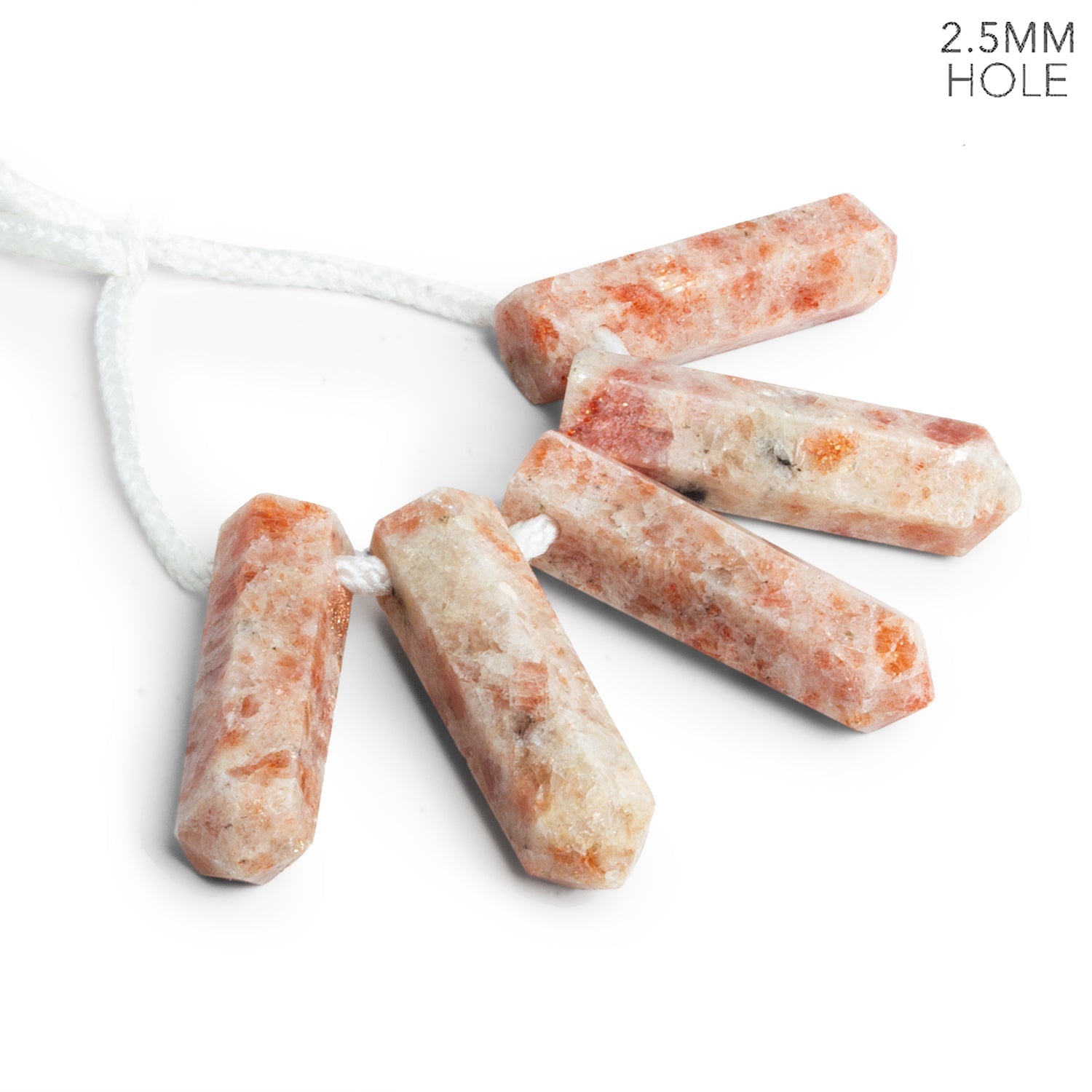 37x9mm Sunstone 2.5mm Large Hole Faceted Point Focals 5 Beads - The Bead Traders