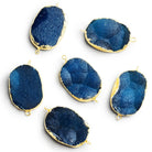 38x22mm Gold Leafed Blue Drusy Oval Connector 1 Bead - The Bead Traders