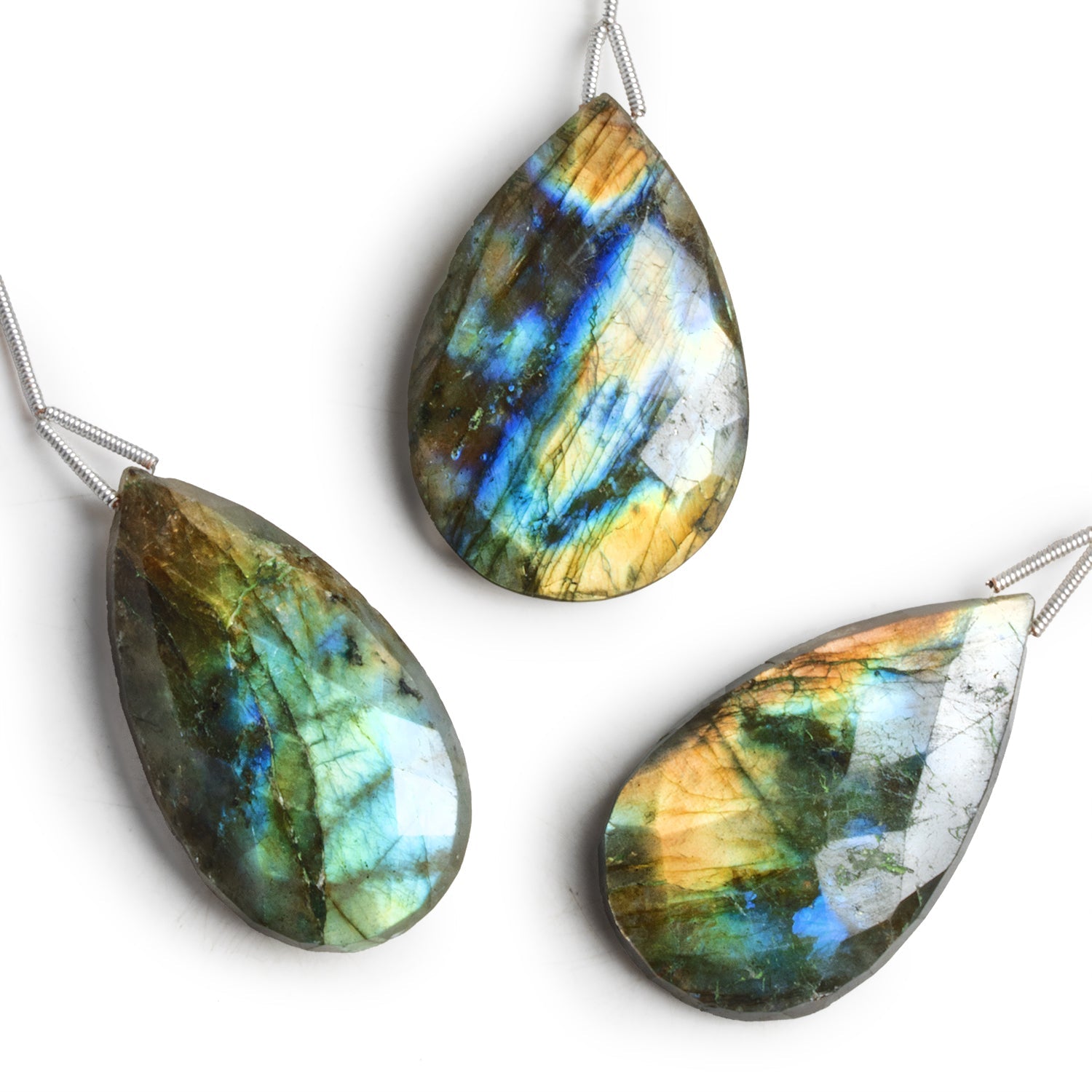 38x23mm Labradorite Faceted Pear Focal 1 Bead - The Bead Traders
