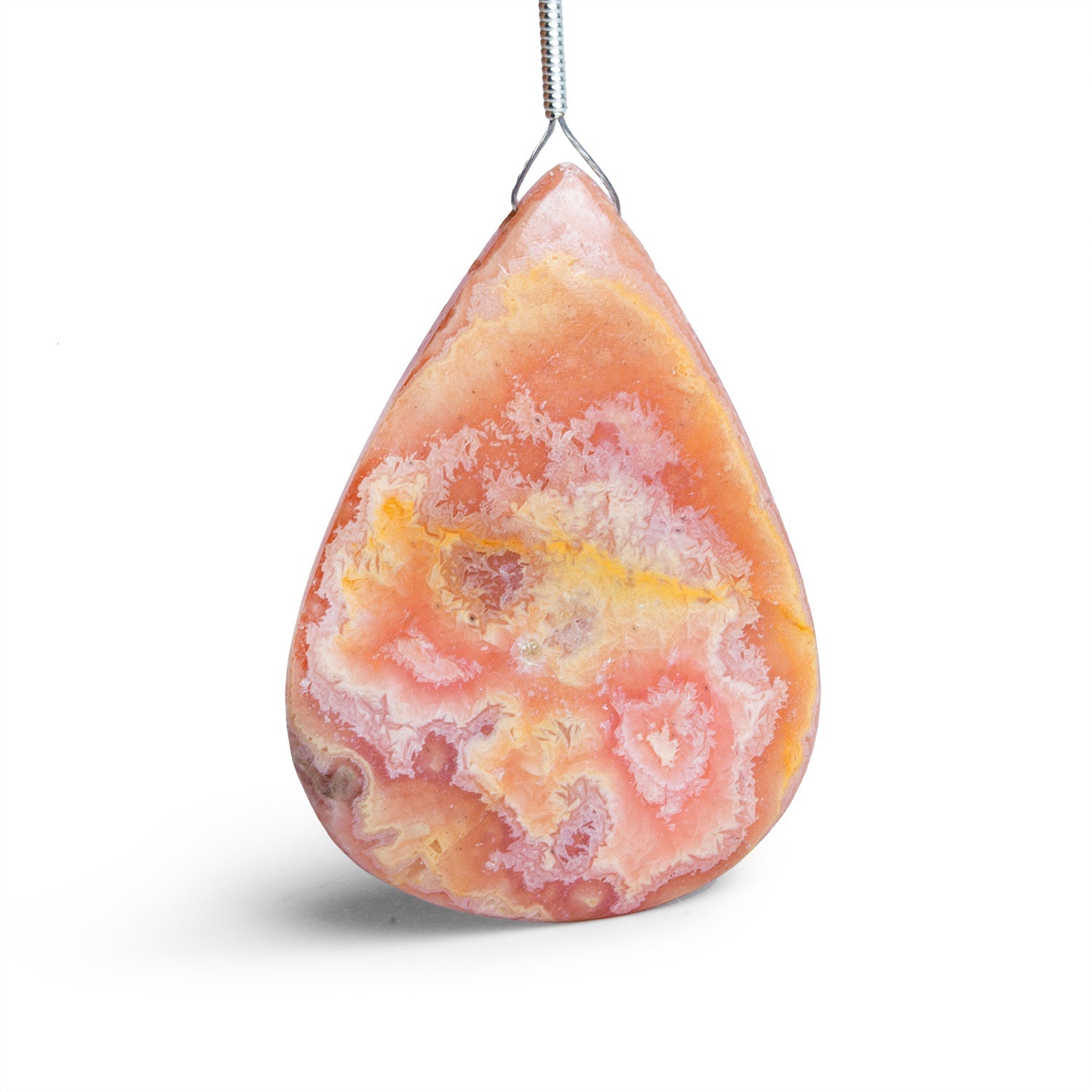 38x28mm Rhodochrosite Plain Pear Focal 1 Bead - The Bead Traders