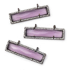 39x10.5mm Black Gold CZ Bezel Purple Hydro Quartz Bar Connector 1 Focal - The Bead Traders