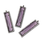 39x10.5mm Black Gold CZ Bezel Purple Hydro Quartz Bar Pendant 1 Focal - The Bead Traders