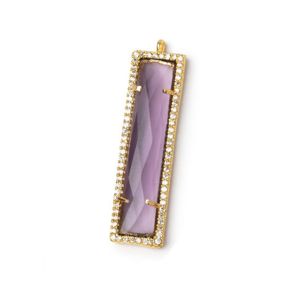 39x10.5mm Vermeil CZ Bezel Purple Hydro Quartz Bar Pendant 1 Focal