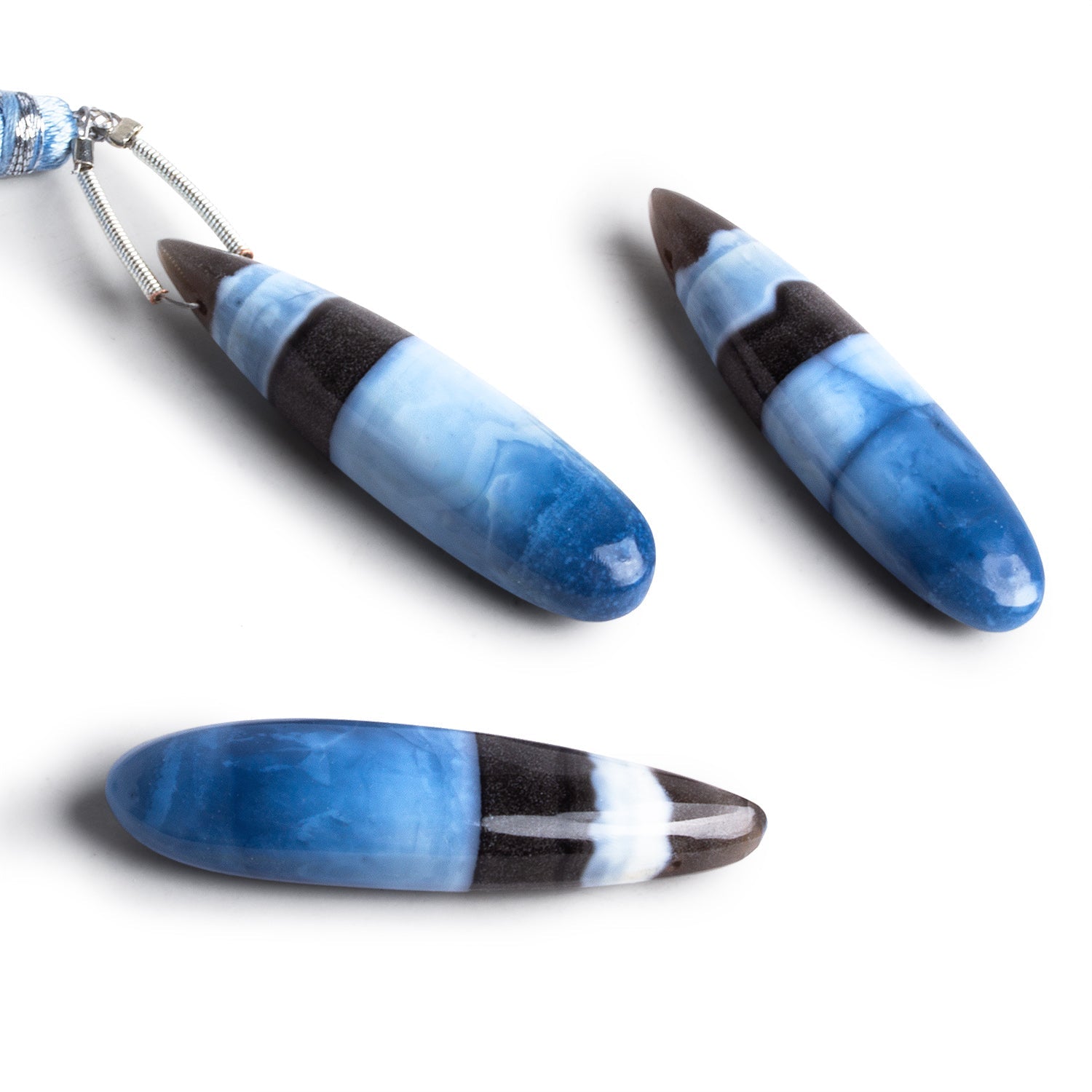 39x10mm Banded Denim Opal Teardrop Pendant 1 Bead - The Bead Traders
