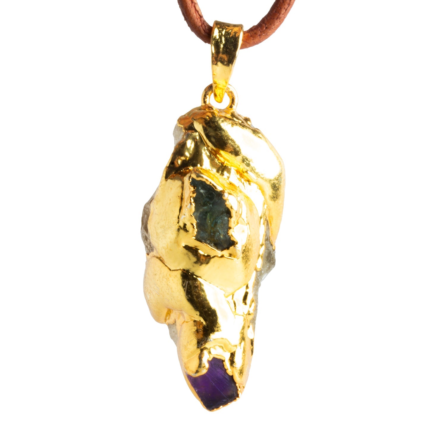 39x20mm Double Leafed Quartz with Aquamarine & Amethyst Pendant 1 Bead - The Bead Traders