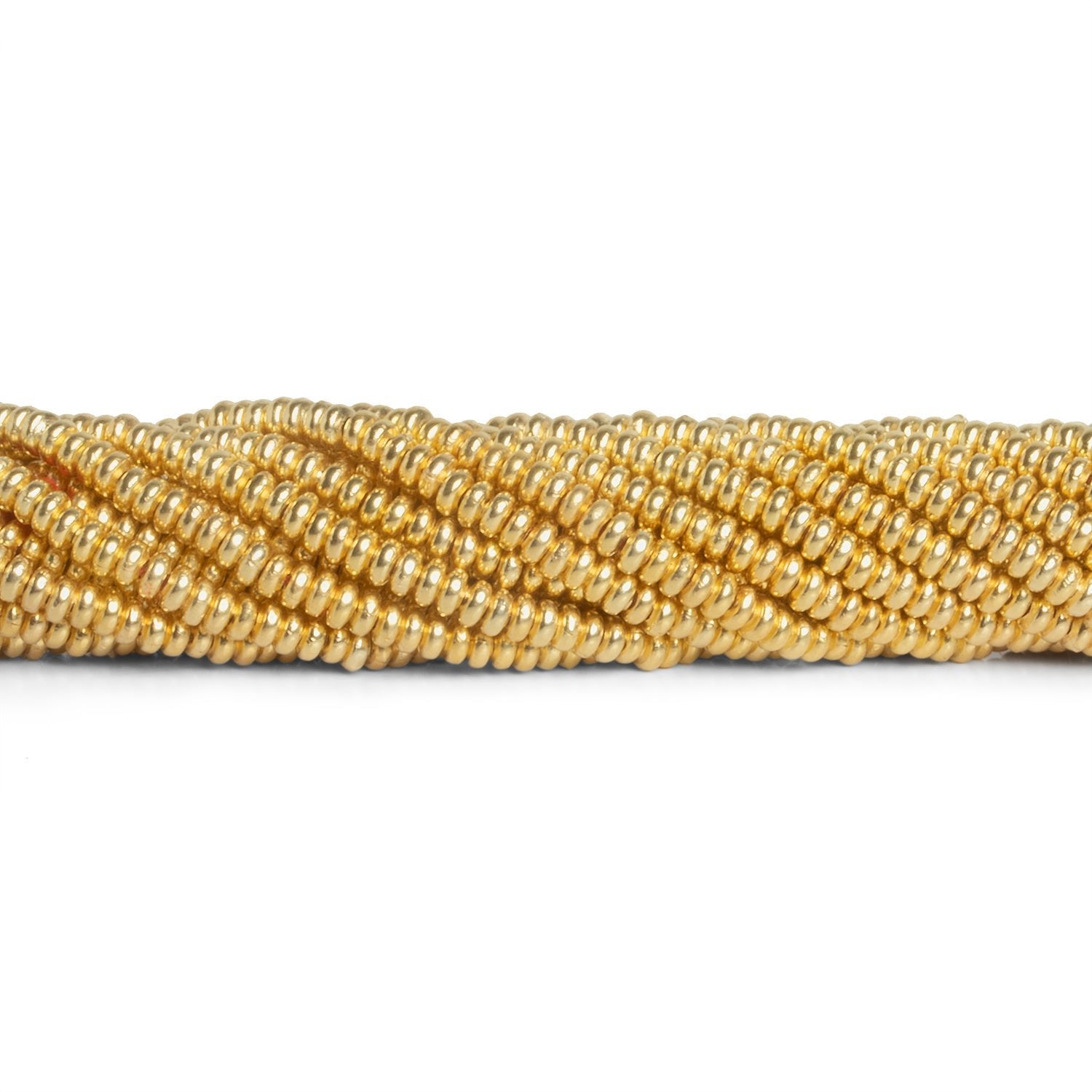 3mm 22kt Gold plated Copper Plain Discs 8 inch 128 beads - The Bead Traders