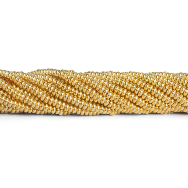 3mm 22kt Gold plated Copper Plain Discs 8 inch 128 beads