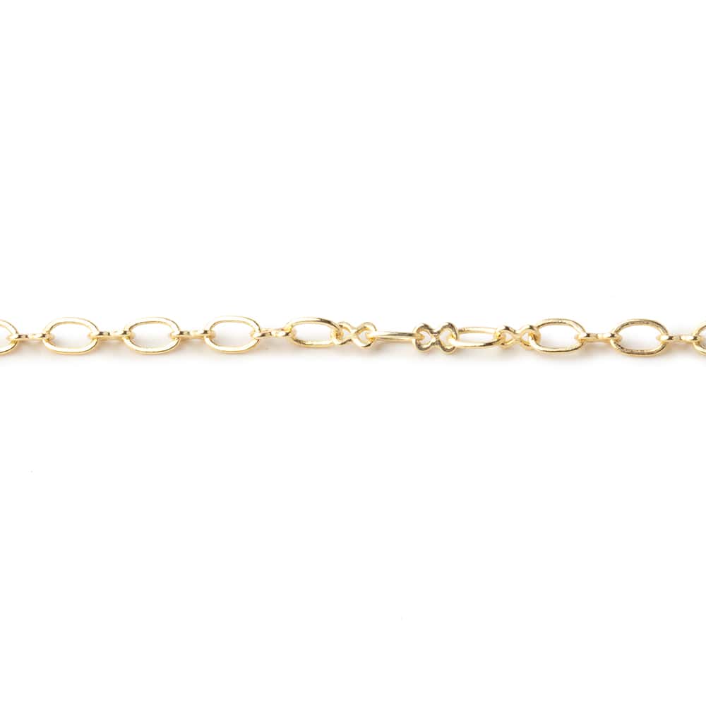 3mm 22kt Gold plated Oval and Bowtie Link Chain - 3ft - The Bead Traders