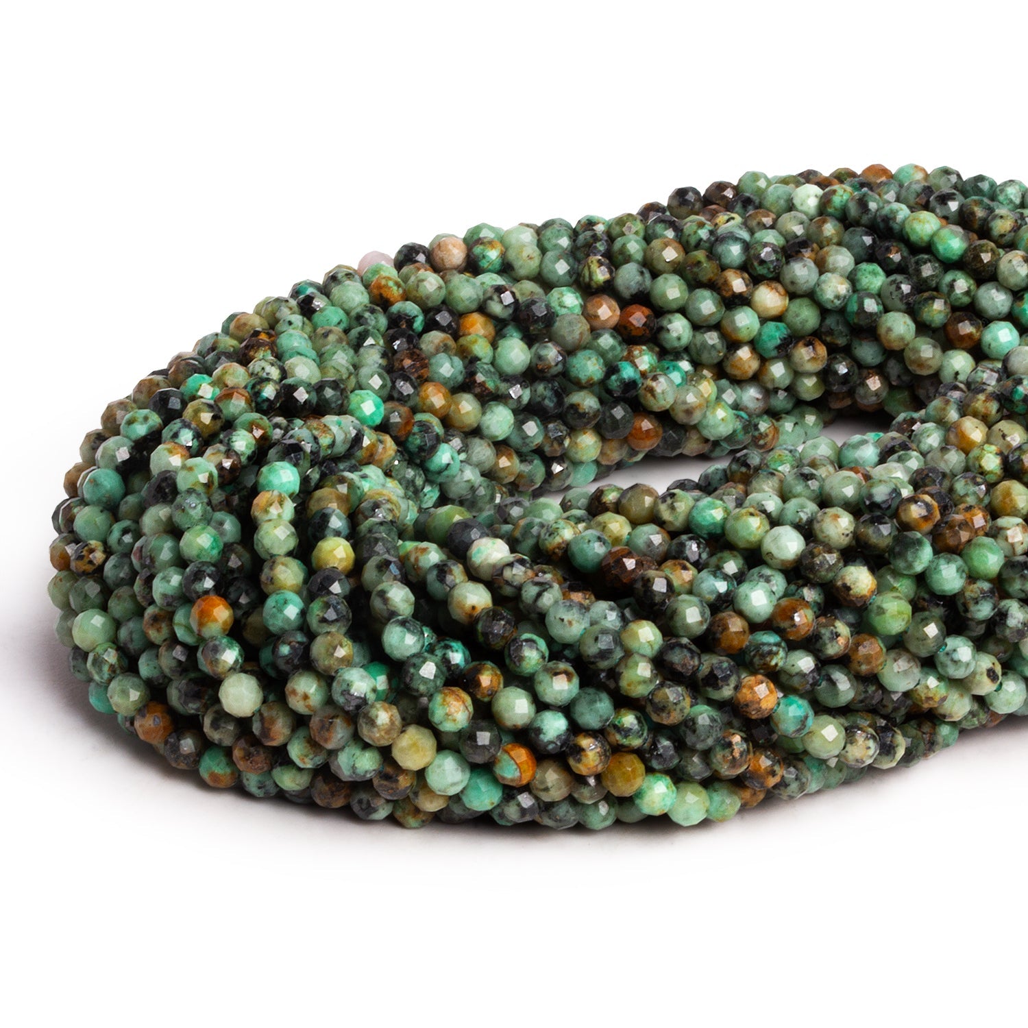 3mm African Turquoise Jasper Microfaceted Rounds 12 inch 100 beads - The Bead Traders