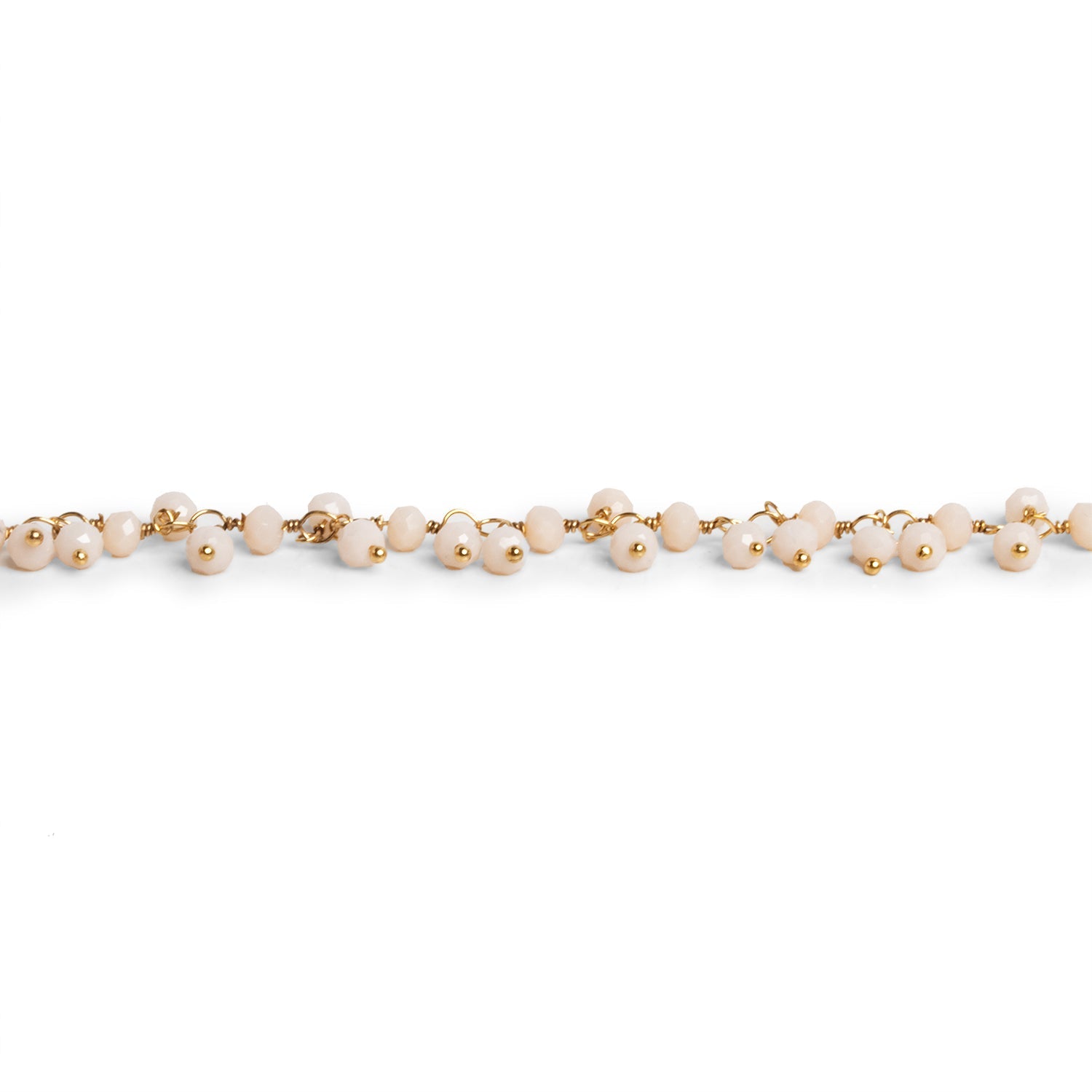 3mm Angel Skin Peach Crystal Gold Plated Dangling Chain by the foot 97 beads - The Bead Traders