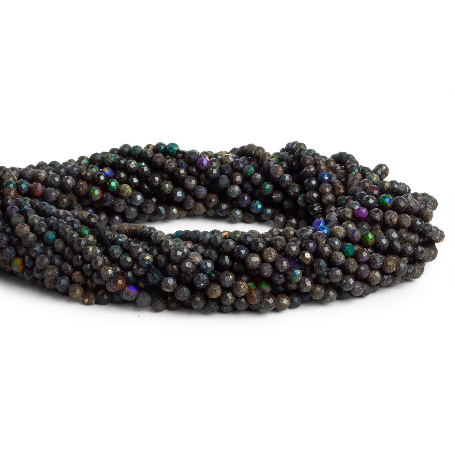 3mm Australian Boulder Opal Faceted Rounds 12 inch 101 beads - The Bead Traders