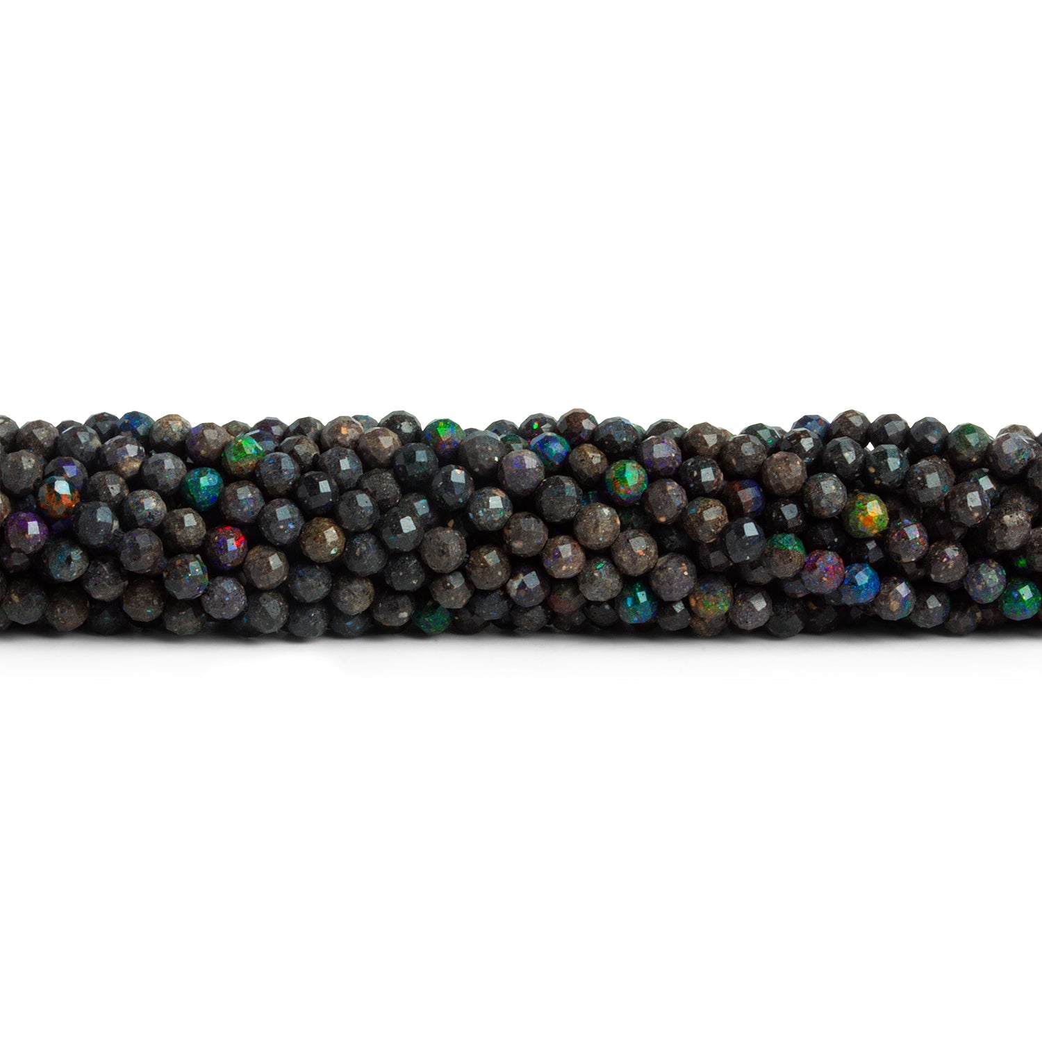 3mm Australian Boulder Opal Faceted Rounds 12 inch 101 beads - The Bead Traders