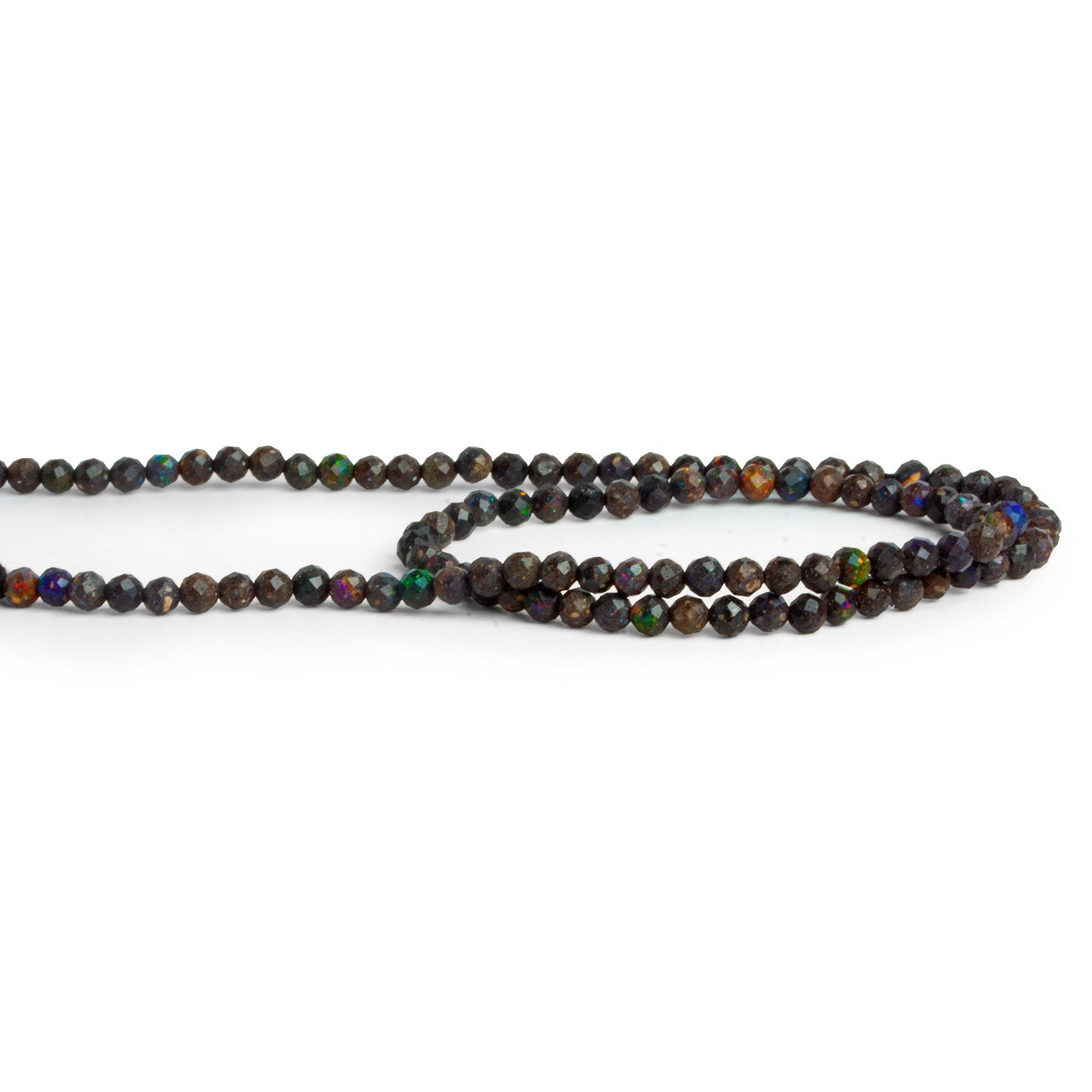 3mm Australian Boulder Opal Faceted Rounds 12 inch 101 beads - The Bead Traders