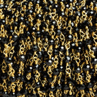 3mm Black Spinel Faceted Round Gold Chain 37 Beads - The Bead Traders