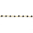 3mm Black Spinel Faceted Round Gold Chain 37 Beads - The Bead Traders