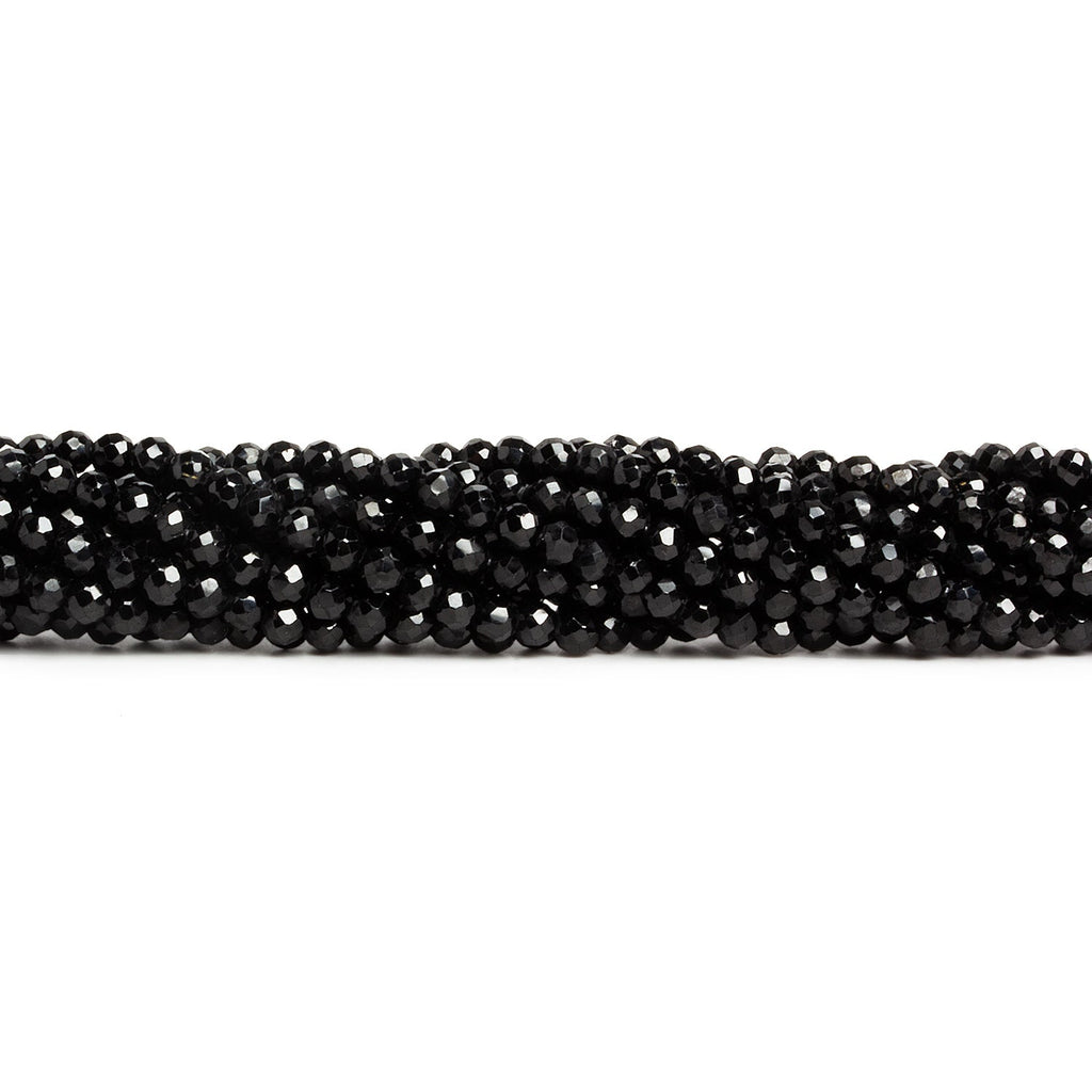 3mm Black Spinel Faceted Rounds 14 inch 115 beads - The Bead Traders