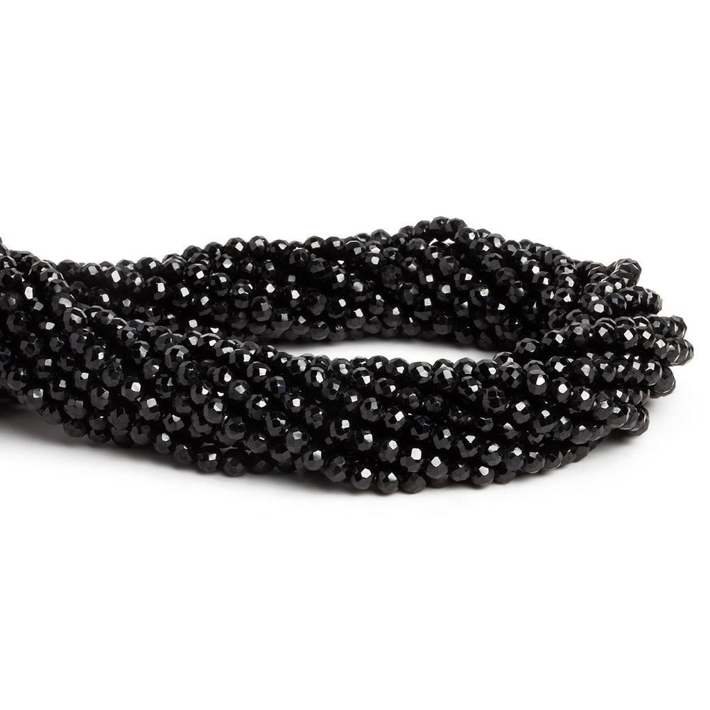 3mm Black Spinel Faceted Rounds 14 inch 115 beads - The Bead Traders