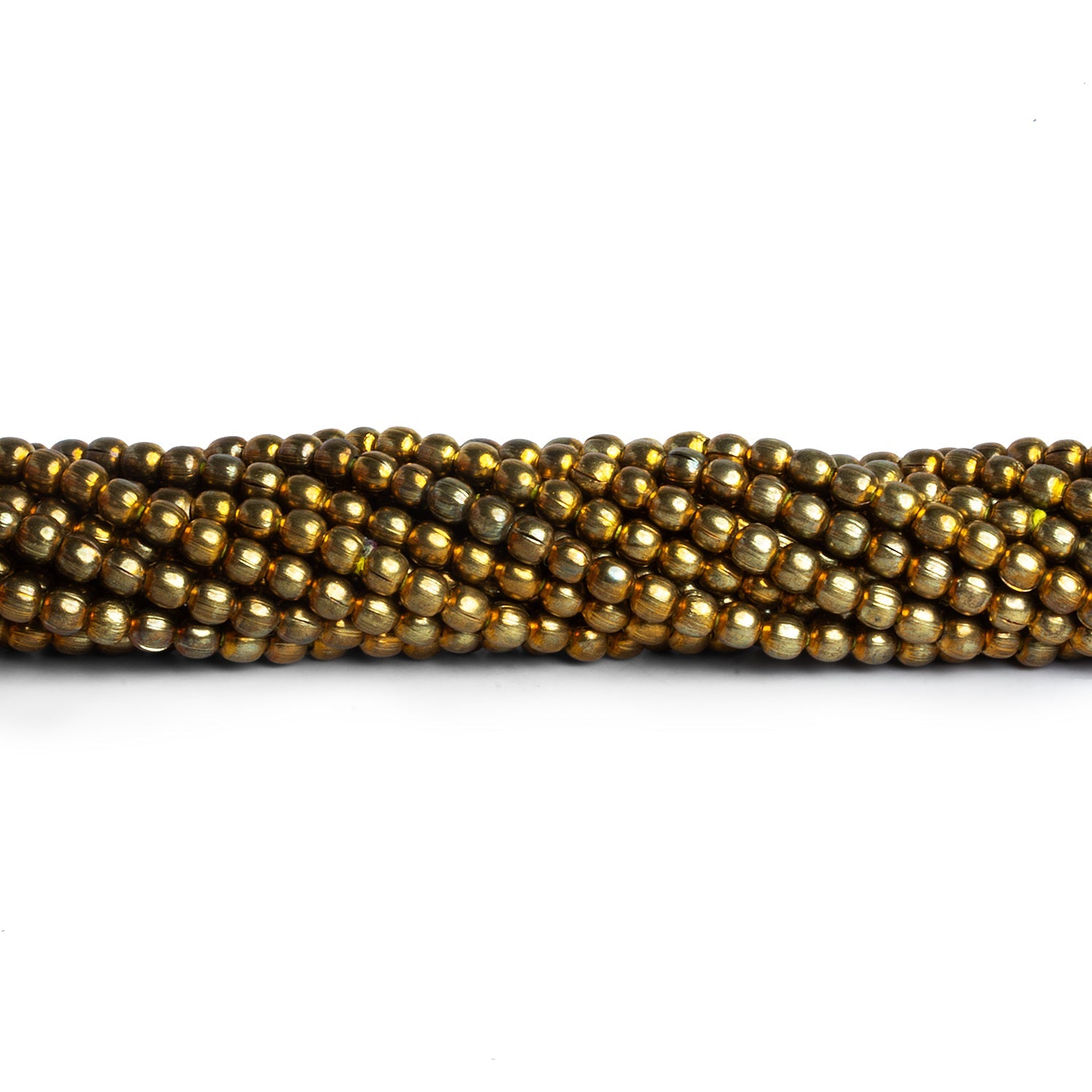3mm Brass Barrel Rounds - Set of 4 Strands - The Bead Traders