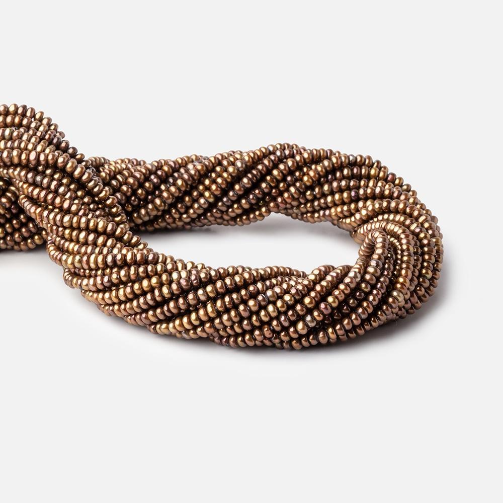 3mm Brassy Browns Center Drilled Button Pearls 15 inch 182 pieces - The Bead Traders