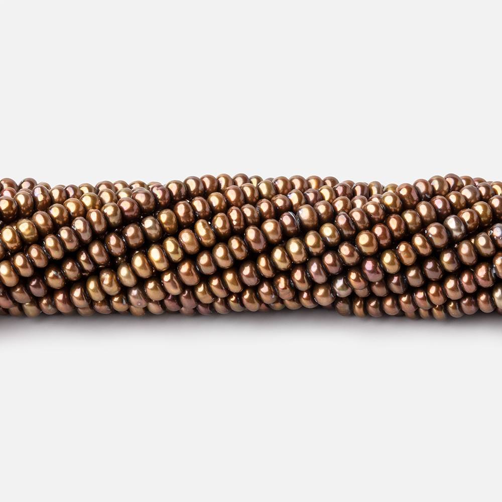 3mm Brassy Browns Center Drilled Button Pearls 15 inch 182 pieces - The Bead Traders