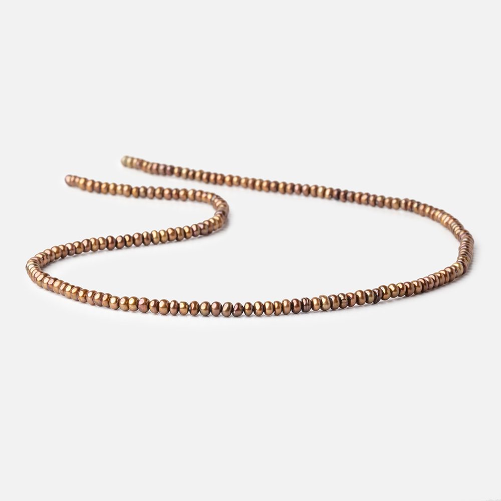 3mm Brassy Browns Center Drilled Button Pearls 15 inch 182 pieces - The Bead Traders