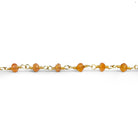 3mm Carnelian Faceted Rondelle Gold Chain 38 Beads - The Bead Traders